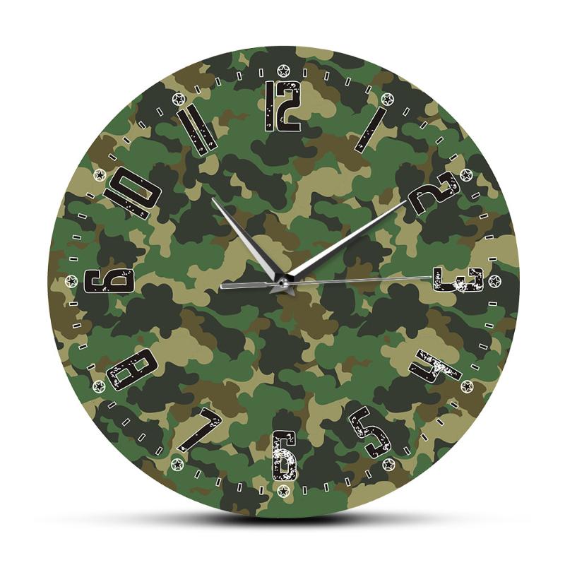 

Camouflage Modern Design Silent Acrylic Printing Clocks Living Room Home Decor Army Solider Quartz Reloj Pared Saat