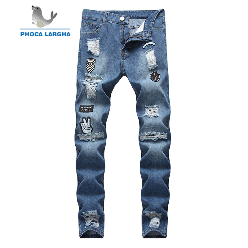 

Hole Embroidered Jeans Slim Men Trousers New 2020 Men' Hip Hop Thin Summer Denim Pants Classic Cowboys Young For Man, 1892