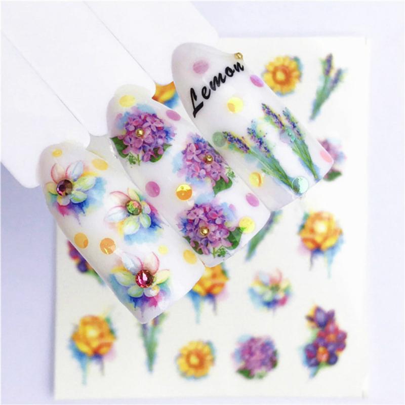 

1Pcs Fashion Colorful Flowers False Nail Tips Nature Clear Fan Finger Card Nail Art Display Practice Acrylic UV Gel Polish Tool