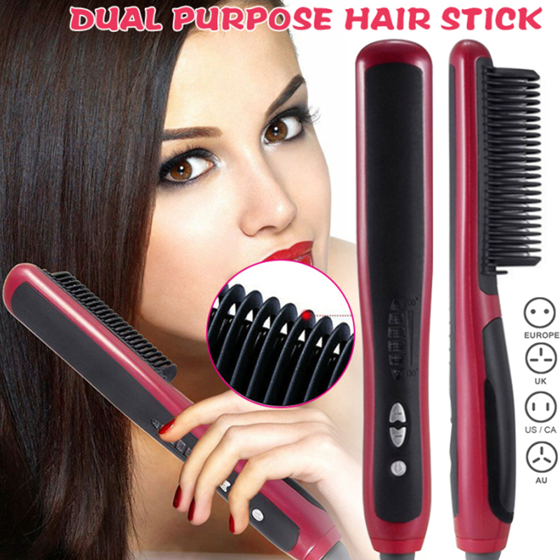 

Multifunctional Hair Straightener Beard Instant Styling Hot Comb Curling and Straightening Brush for Women Man DropShipping