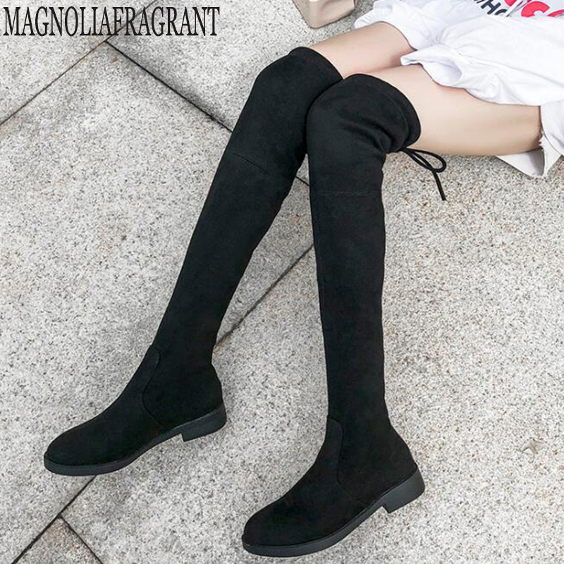 

Women's warm boots autumn and winter new thick with side zipper over the knee boots High tube elastic women's shoes y30, Heel high 7.5cm