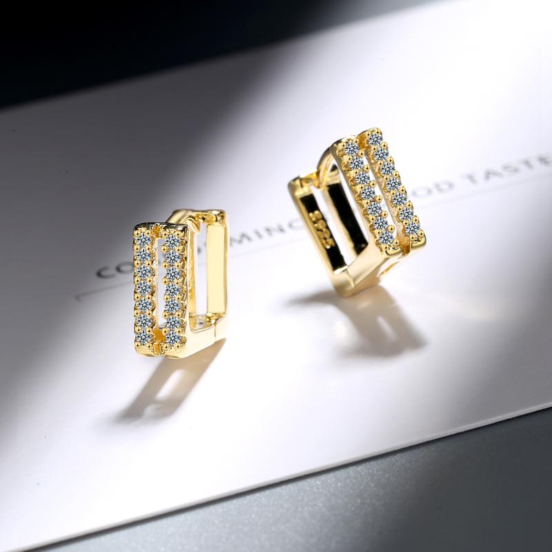 

Gold Earrings Luxury 925 sterling silver Crystal Earring For Women Korea Japan Fashion Party Jewelry New Oorbellen