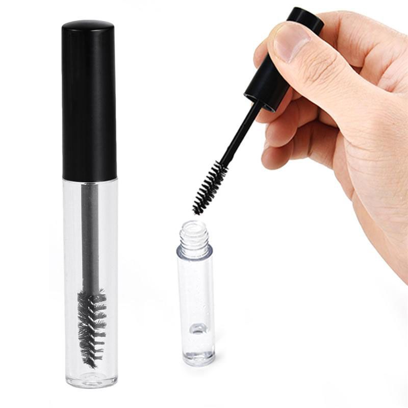 

Plastic Refillable Mascara Tube Portable Clear Empty Mascara Tube Vial Container with Black Cap for Eyelash Growth