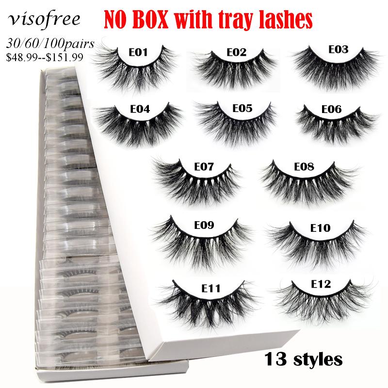 

Wholesale Eyelashes 30/100pcs Visofree 3d Mink Lashes Natural Mink Eyelashes No Box False Makeup False Lashes In Bulk