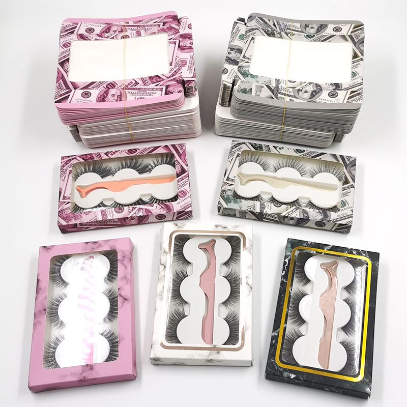 

NEW wholesale 10/20/ 50 set/lot 3 pairs of 3d Mink eyelashes box 25mm flash without eyelashes packaging multicolor carton square