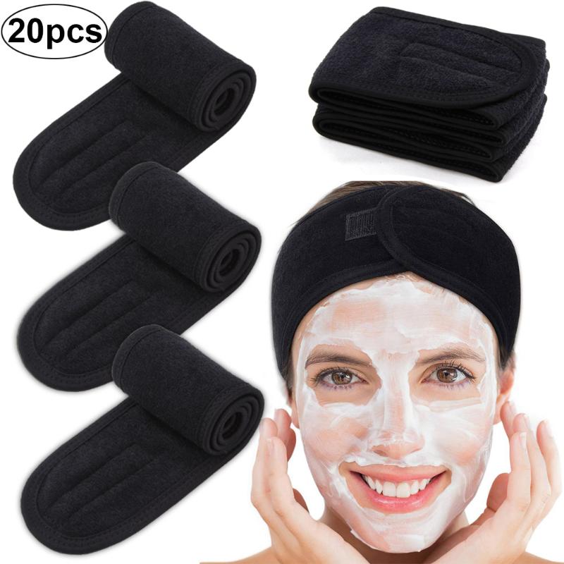 

1/2/5/10/20pcs Eyelashes Extension Spa Facial Headband Make Up Wrap Head Terry Cloth Hairband Stretch Towel with Magic Tape