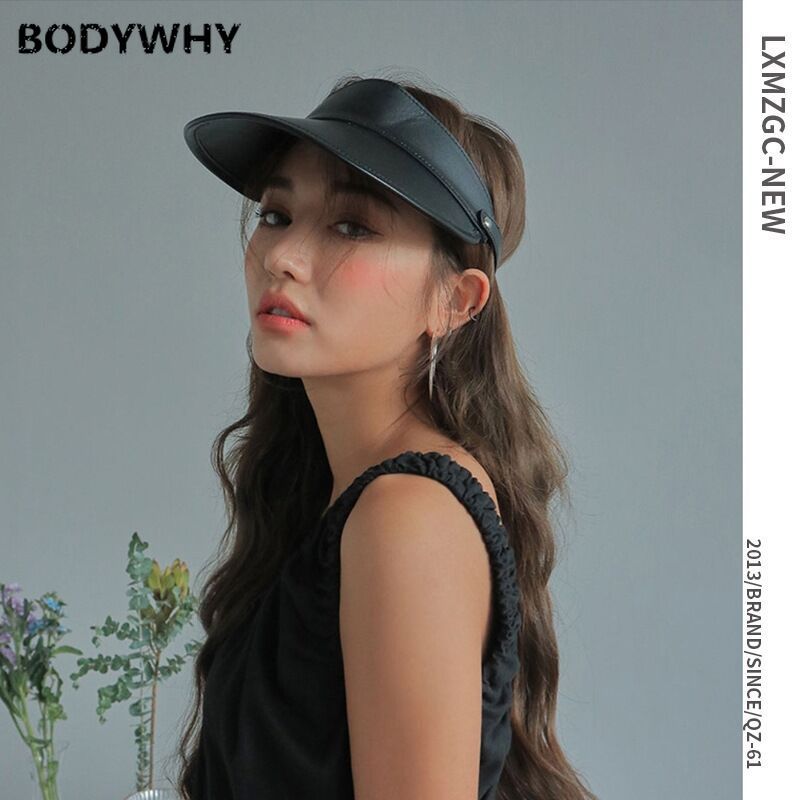

Hat Summer Hide Substance Empty Top Brim Hat Women's Fashion Spring And Autumn Unroofed Sun Versatile Casual Topee, Black
