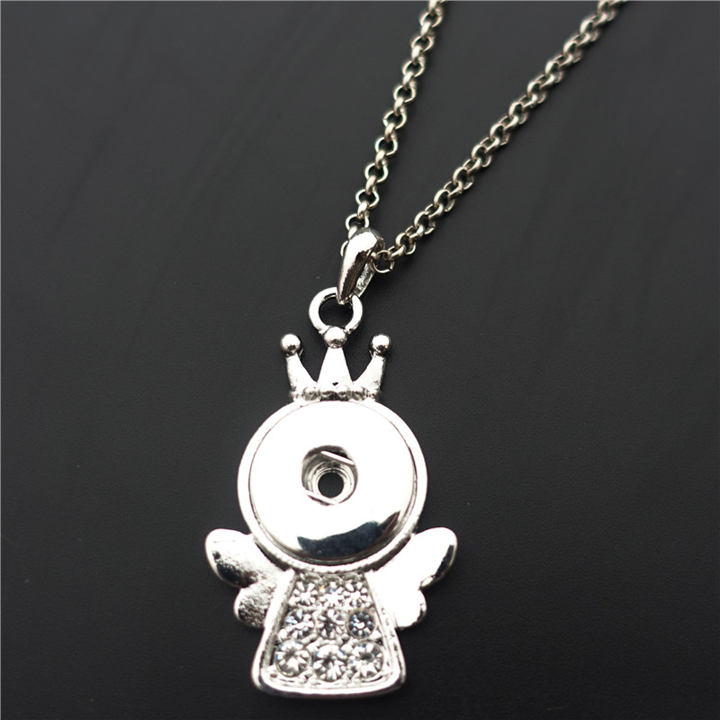 

Fashion Tiara Queen Fairy Metal 18mm Snap Buttons Rhinestone Necklace Jewelry