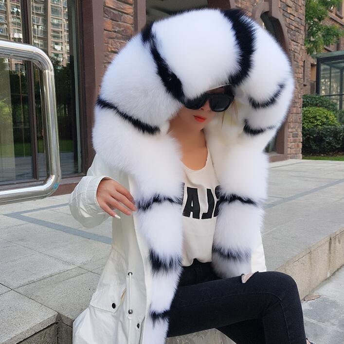 

Real picture women snow coats white black fox fur trim placket white rabbit fur lining white long parkas, Leave message your weight height chest