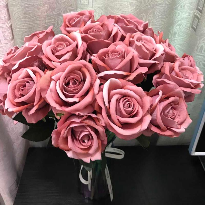 

Wedding Decoration 50cm Flannel Rose Artificial Flower Bouquet Hotel Home Art Plastic Flowers Blue White Pink For Table Decor