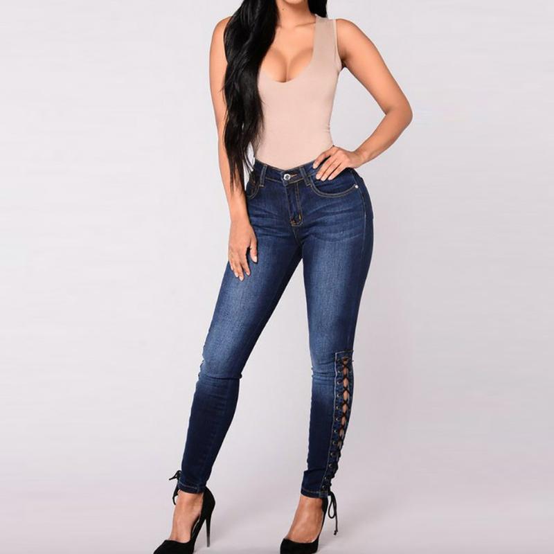 

Fashion Women Stretch jeans woman plus size Female Mid Waist Stretch Slim Sexy Pencil Pants spodnie damskie z wysokim stanem#y2, Navy