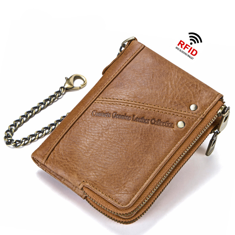 

Men's Wallets Card Money Bag Male Vintage Black Short Genuine Leather Multifunctional Double Zip Coin Purse Slim Wallets