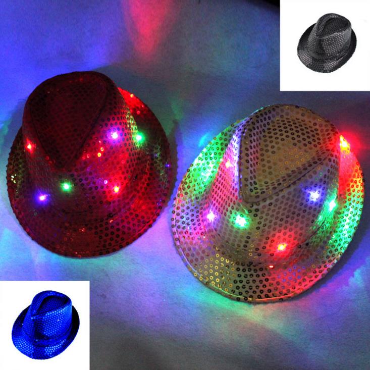 

Led Flash Sequins hat Adults children Hip-Hop Light Up Jazz Cap Hats Dance Club Event Party Festive Birthday stage perform props