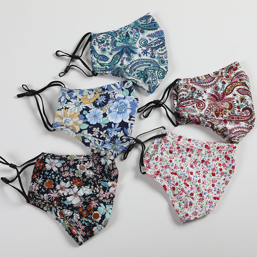 

2020 designer face mask Adults Unisex suitable Floral flower PM2.5 Anti smog camouflage mask cotton dust Can put filter mask washable
