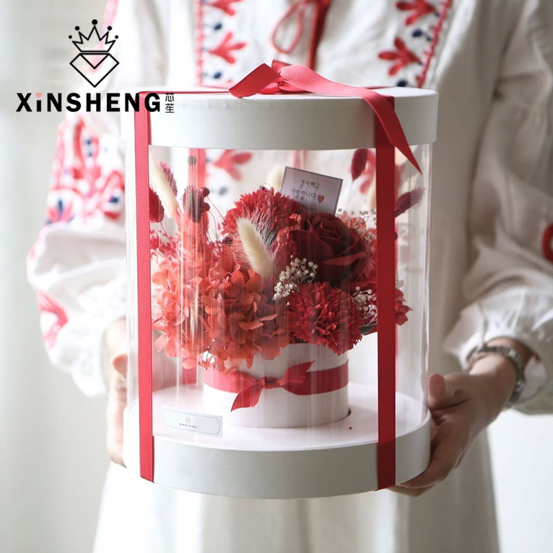 

Transparent round Gift Box Flower Pot Flower Packaging Bouquet Arrangement party christmas Valentine's Day