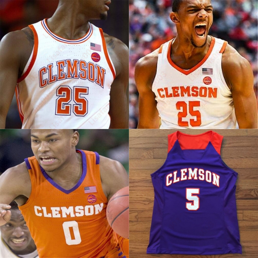 

Basketball stitched Jersey NCAA Clemson Tigers College 14 Elijah Thomas 4 Shelton Mitchell 25 Aamir Simms 55 Trey Jemison 20 Malik William, White