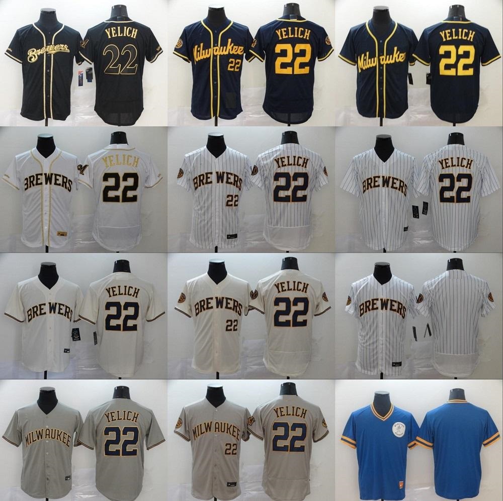 

Men Women kids youth 2020 new Milwaukee 22 Christian Yelich Jerseys 19 Robin Yount baseball jersey, As shown in illustration