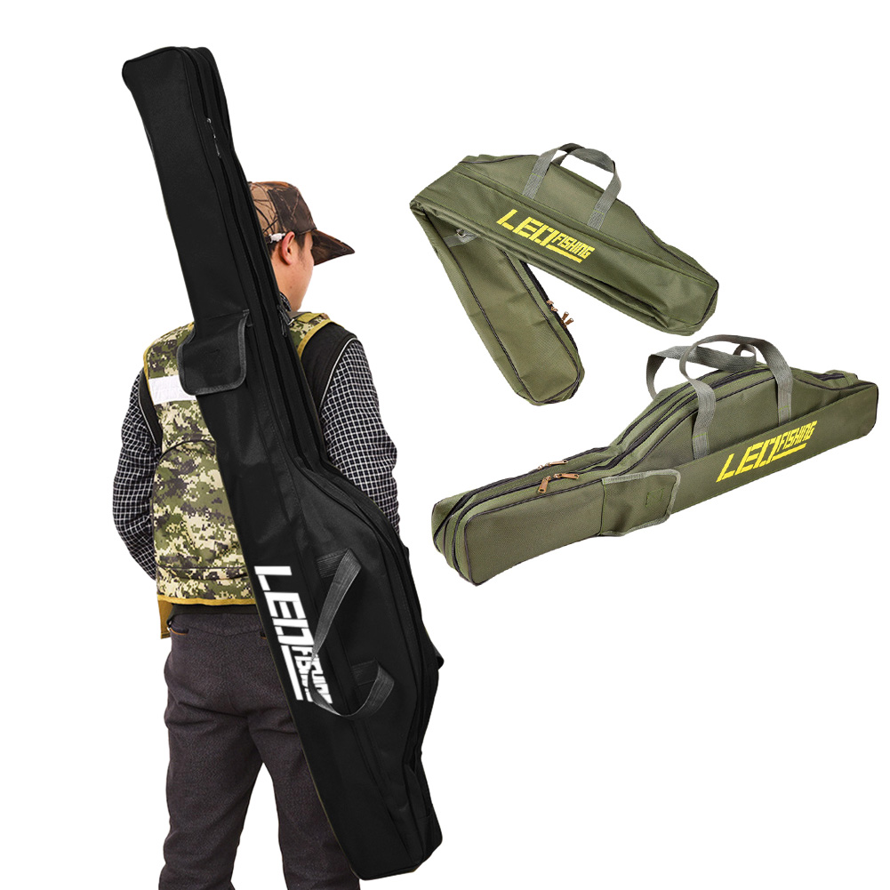 

Multifunction 2 Layers 1M 1.5M Portable Foldable Fishing Rod Carrier Fish Pole Tools Storage Bag Case Nylon Tackle Storage Bags Cases, 1m- black