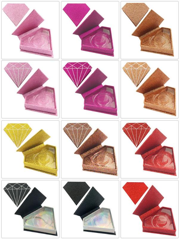 

Beauty Cosmetics Diamond False Eyelashes packaging Box Glitter Carboard 3D Lashes Box Case Makeup Fake Eyelash Container