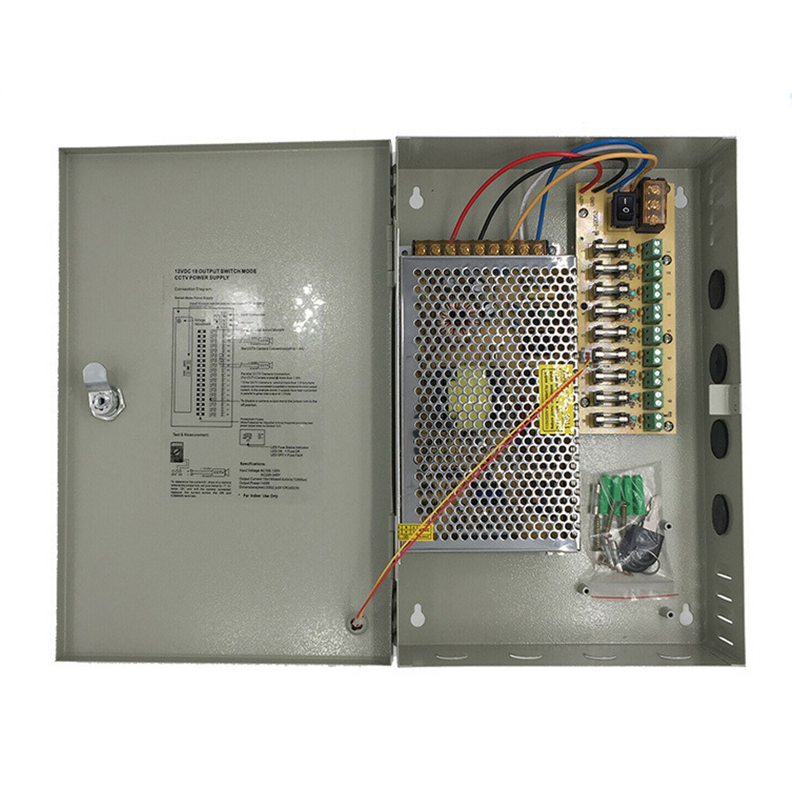 

DC 12V 10A 120W 9 Channel Power Supply Box Distributed For CCTV Security Camera