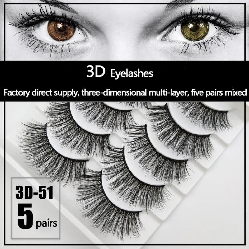 

5 pairs False Lashes 3D Strip Eyelashes 100% Cruelty Free Lashes Handmade Reusable Natural Eyelashes Popular False Makeup