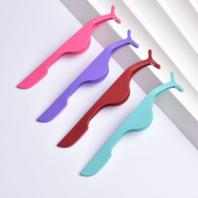 

Fake Lash Applicator Pink Purple Red Light Green Eyelash Tweezers Clip Beauty Makeup Tool Eyelash Curler