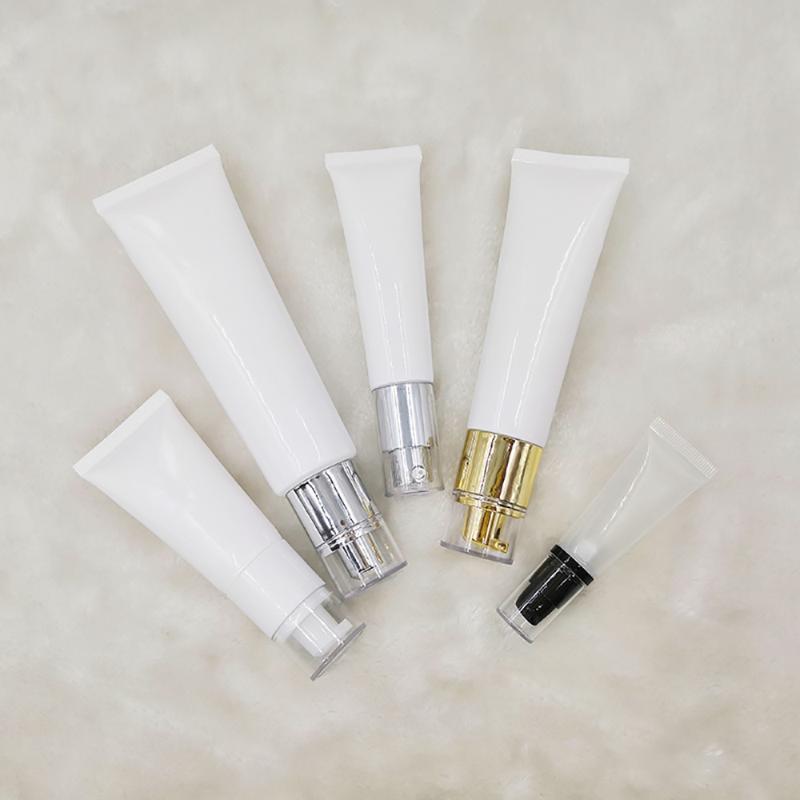 

30ml White Emptyt Cosmetic Cream Refillable Tube Plastic Hose Soft Tube with Airless Pump 30g 100pcs