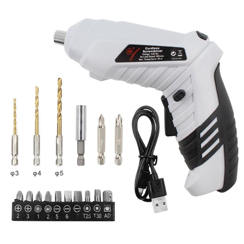 

Cordless Mini electric screwdriver Shape-shifting 3.6V Power tools Rechargeable Lithium battery Two-way switch Home DIY Set