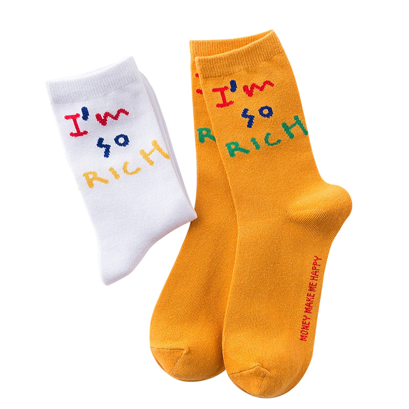 

5 Pairs Unisex Socks Street Harajuku Skateboard Hip Hop Men Women Socks All Match Simple Funny English Words Tide Sock Meias Sox