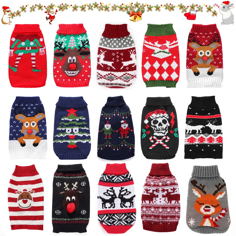 

Pet Clothes Dog Sweater Cat Costume For Small Dogs Christmas Deer Clothing Cat Sweater Dogs Coat Halloween Warm Pet Knitte Coat, 16