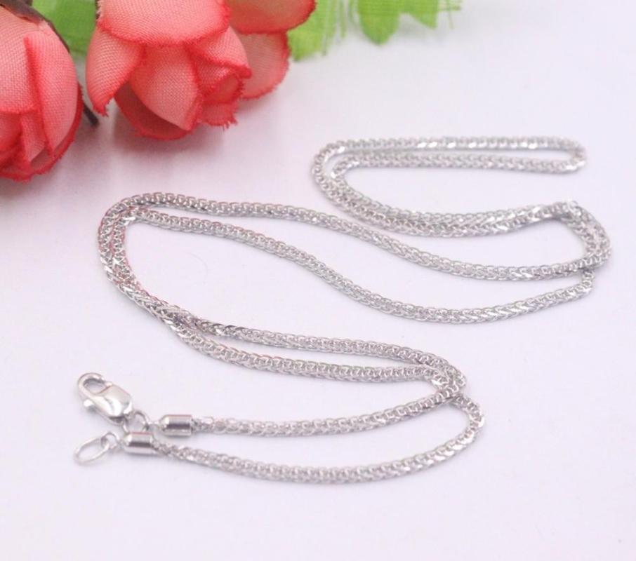 

New Pure Platinum 950 Necklace 1.2mm Wheat Link Chain Necklace 19.68''L Pt950