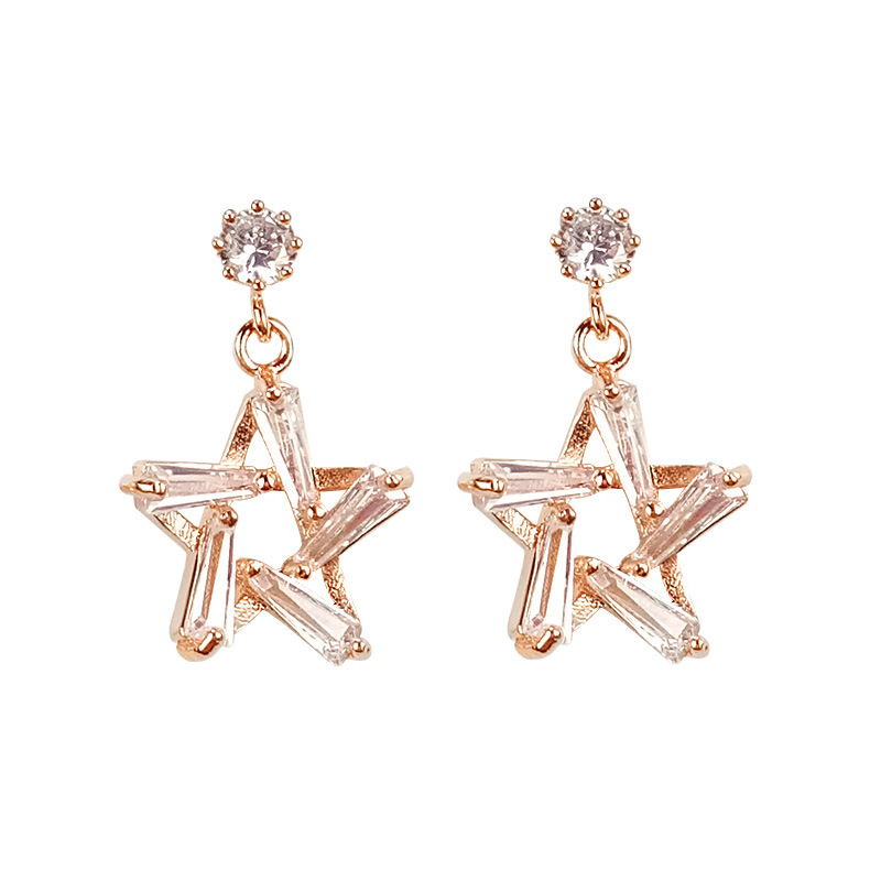 

Korean Temperament Simple Personality New Five-pointed Star Zircon Earrings Exquisite Earrings Versatile Female Earrings Wholesale Jewelry