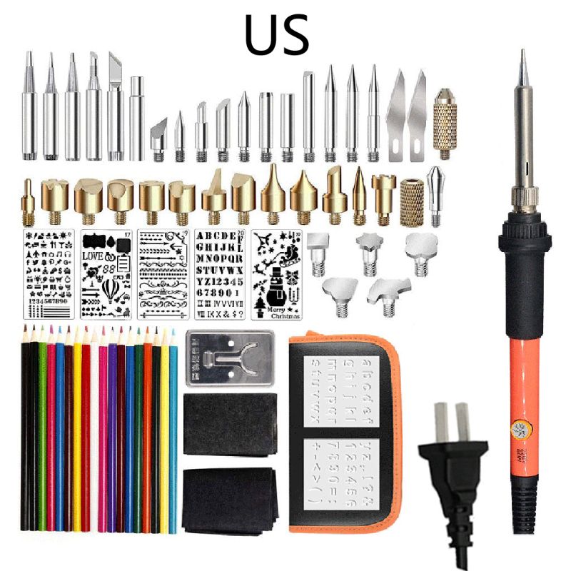 

71Pcs Wood Burning Kit Adjust Temperature Soldering Pyrography Wood Burning Pen Y5LD