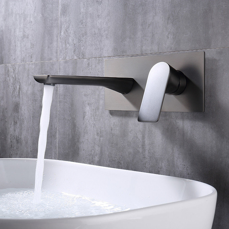 

Gun Gray Wall Mounted Hot and Cold Baisn Faucet Bathtub Tap Bathroom Faucet