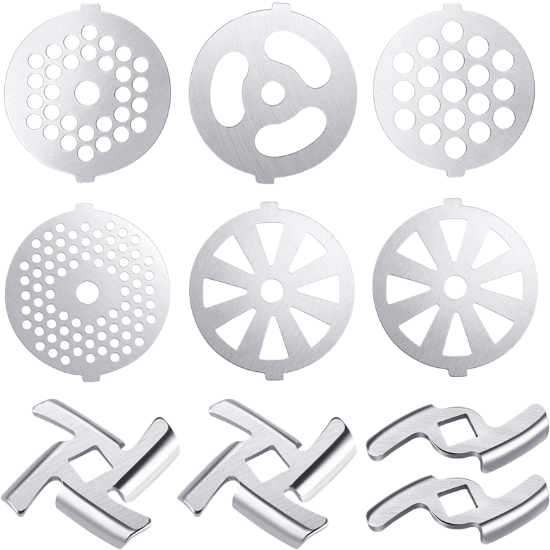 

9 Pcs Meat Grinder Blades Meat Grinder Plate Discs Stainless Steel Accessories for Size 5 Stand Mixer and Grin