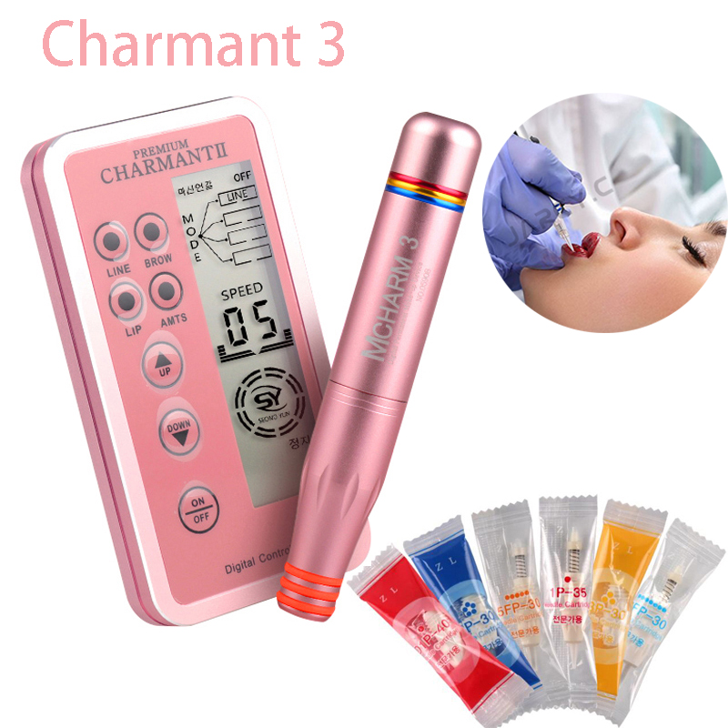 

Dermografo Digital Charmant Permanent Makeup Machine Kit Microblading Pen for Eyebrow Lip Embroidery Tatoo with Cartridge Needle