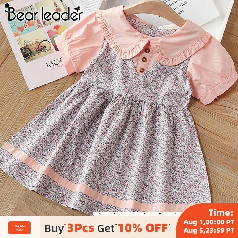 

Bear Leader Girls Dresses New Summer Casual Floral Girl Princess Dress Kids Party Dresses Children Sweet Costume Vestidos 2 6Y, Ay474-gray