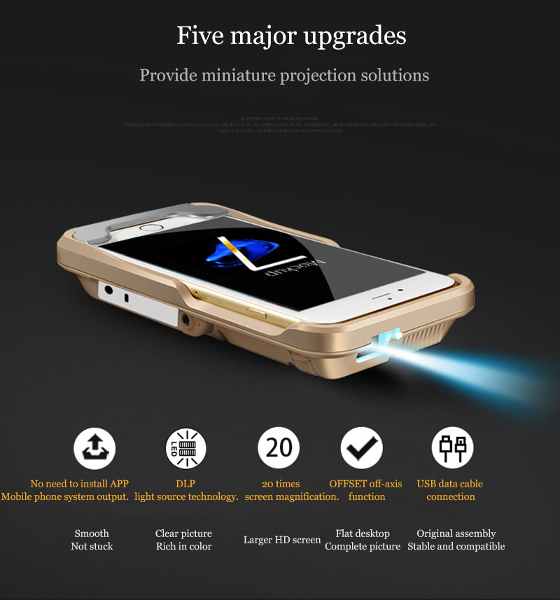 

MINI G6XS phone Projector 1000 Lumens TV Theater 1080P WIFI DLP Projector LED Portable Pocket HD back clip 3D Vedio Beamer Cinema