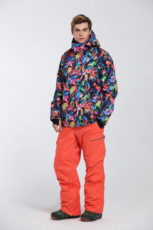 

GSOU SNOW Ski Suit Men Ski Clothing Trouser Snowboard Jacket Pant Super Warm Hooded Windproof Waterproof Outdoor Sport Wear Male, Color 7