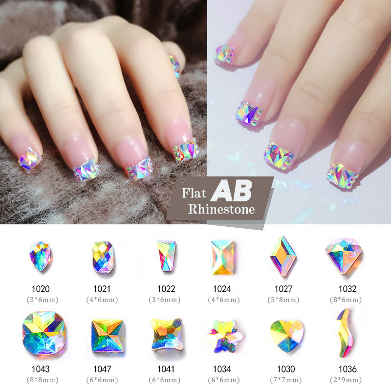 

Cross-Border Exclusive Nail Ornament Diamond Ornaments Glass Stone AB Colorful Nail charms