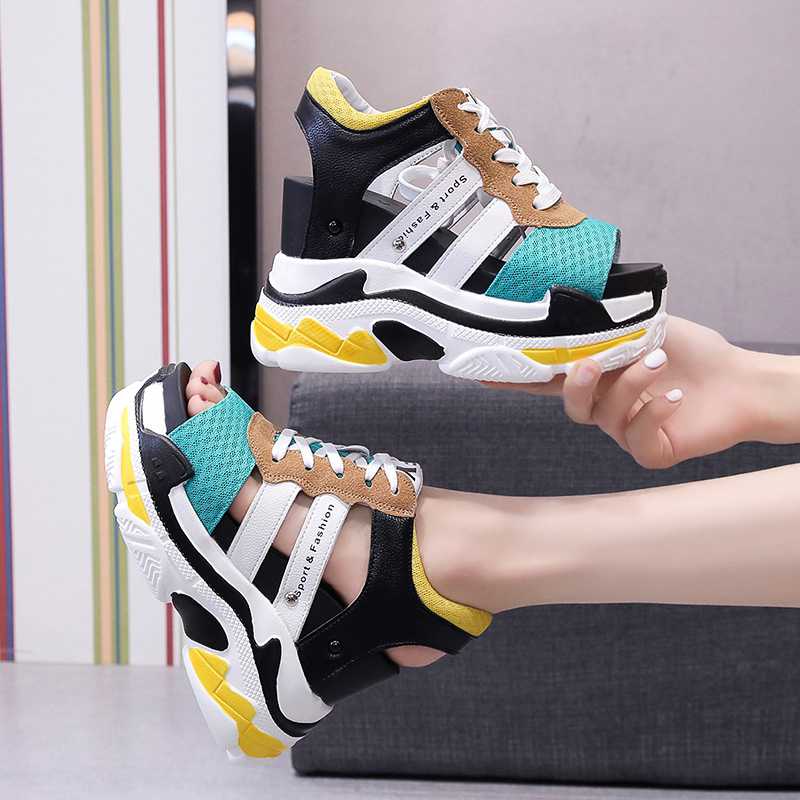 

Sandals Summer Women Platform Fashion Luxury Designers Chunky Sandal Lace Up Sport 11cm Super High Casual Wedge Shoes For Woman, Red