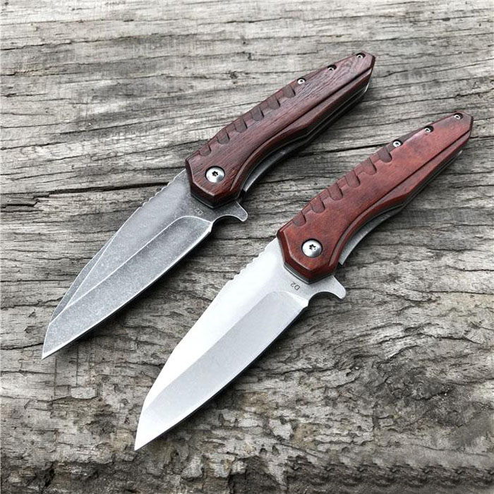 

High Quality Flipper Folding Knife D2 Steel Stone Wash / Satin Blade Ebony Handle Ball Bearing EDC Pocket Knives Gift Knife
