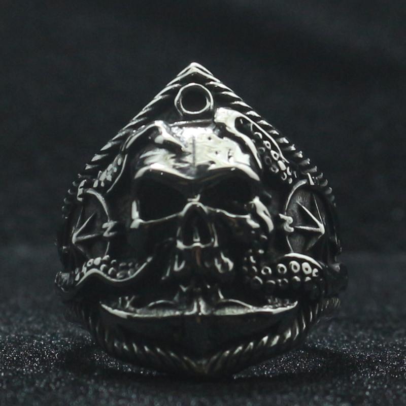 

Unisex 316L Stainless Steel Punk Gothic Octopus Anchor Pirate Skull Ring Newest