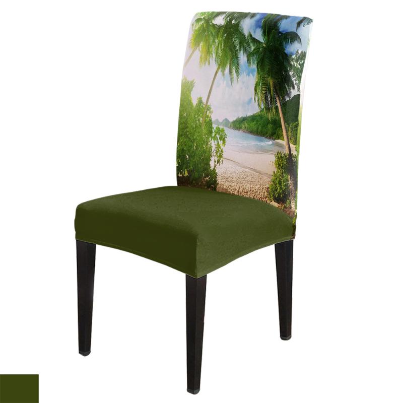 

Beach Bush Blue Green Sun Summer Dining Chair Cover Spandex Elastic Print Slipcovers Furniture Cover Kitchen Wedding Supplies