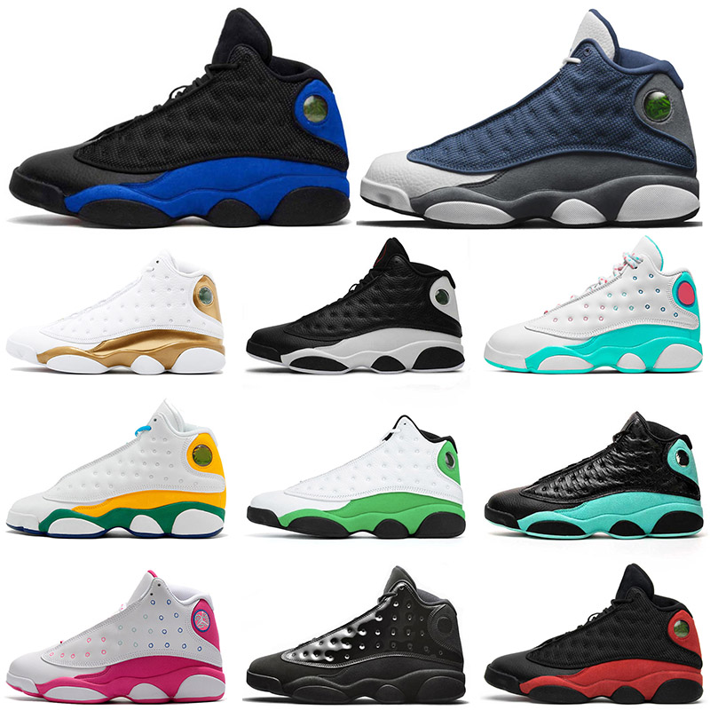 

2020 Jumpman 13 New 13s womens mens Basketball Shoes Retro Hyper Royal Playground Island Green Cap and Gown Bred Mens trainers Sneakers, 14 lucky green 40-47