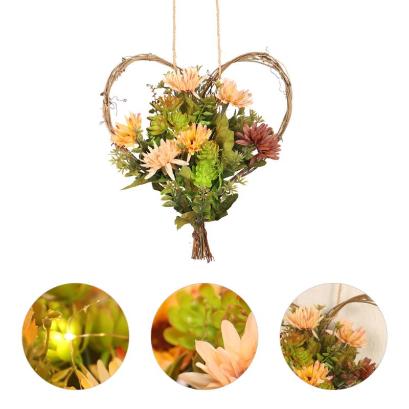 

Fleshiness Decor Bedroom Wreath Heart Style Garland for Home Colorful