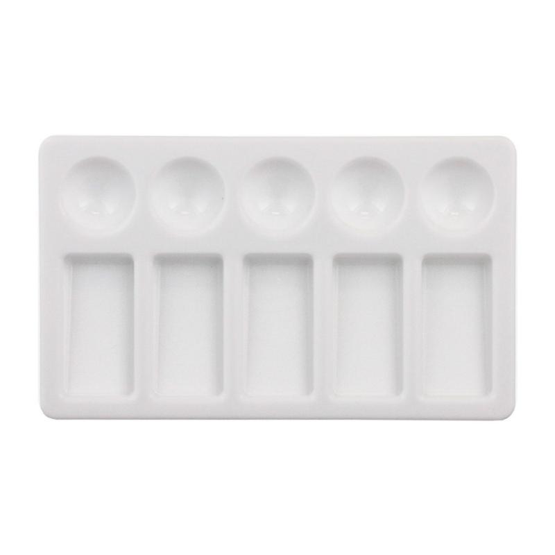 

ELECOOL 1pc Durable Rectangle Shape Watercolor Palette White Painting Palette Easy Cleaning Nail Art Drawing Tool