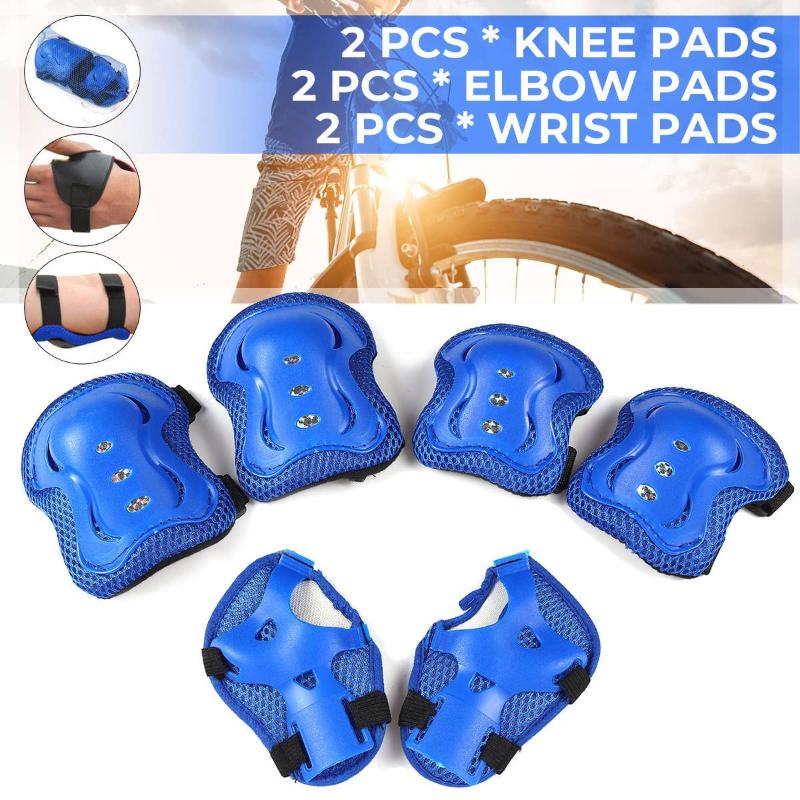 

6pcs/set Kids Children Outdoor Sports Protective Gear Knee Elbow Pads Riding Wrist Guards Roller Skating Safety Protection, Red