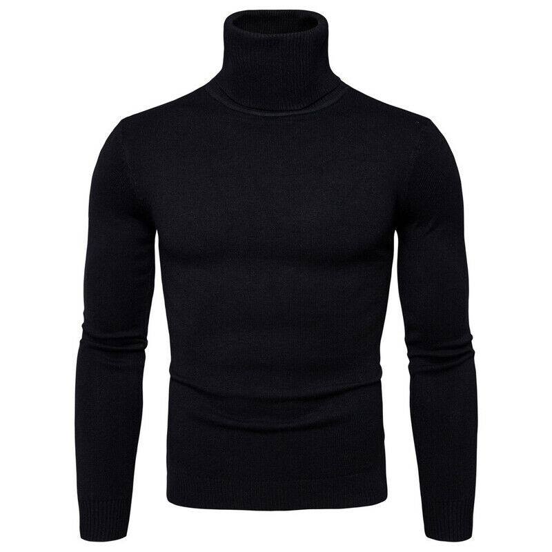 

Fashion Men Cotton Sweater 2020 Autumn Winter Warm Solid Color Turtleneck Jumper Pullover Casual Sport Knitwear Sweater 5Colors, Gray