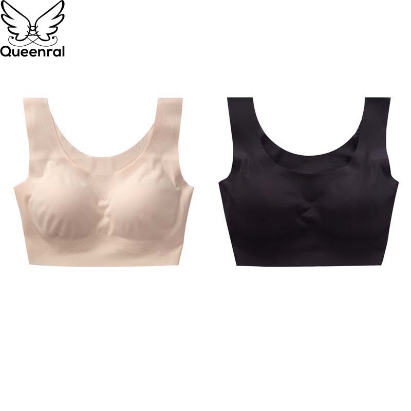 

Queenral 2pcs/lot Seamless Bras For Women Underwear Lingerie Wireless BH Comfort Soft Bralette Solid Color Brassiere full cup, 1skin 2skin